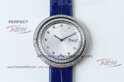 OB Factory Replica Piaget Possession Diamond Bezel Blue Leather Strap Swiss Quartz Ladies Watches